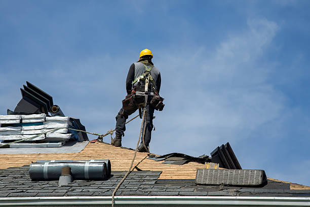 Professional Gutter Installation technician working in Bondsville, MA